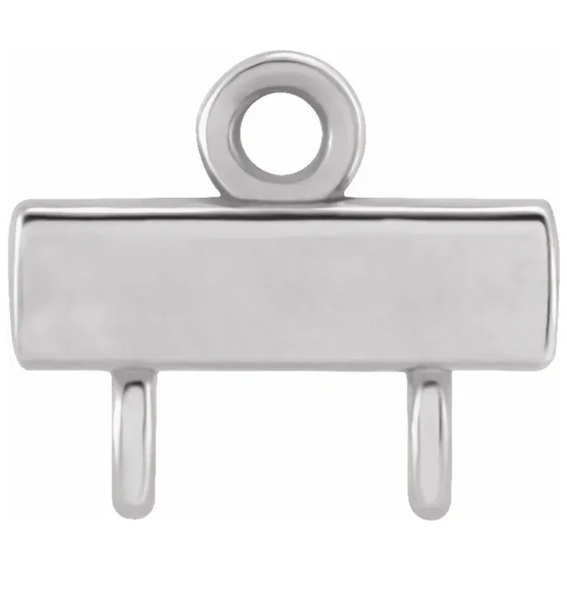 Gold Bar 1 x 2 Loop Connector Link - 14K White Gold - Small 6.5MM Width (1 Piece) (Earrings, Bracelet, Necklace)