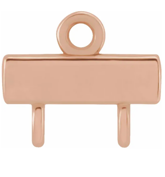 Gold Bar 1 x 2 Loop Connector Link - 14K Rose Gold - Small 6.5MM Width (1 Piece) (Earrings, Bracelet, Necklace)