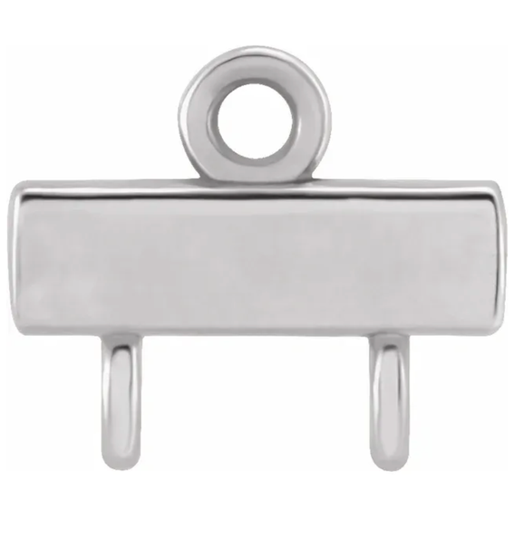 Platinum Bar 1 x 2 Loop Connector Link - Platinum - Small 6.5MM Width (1 Piece) (Earrings, Bracelet, Necklace)