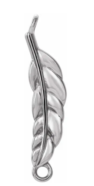 Platinum Leaf Bar 1 x 2 Loop Connector Link - Platinum - Small 6.5MM Width (1 Piece) (Earrings, Bracelet, Necklace)