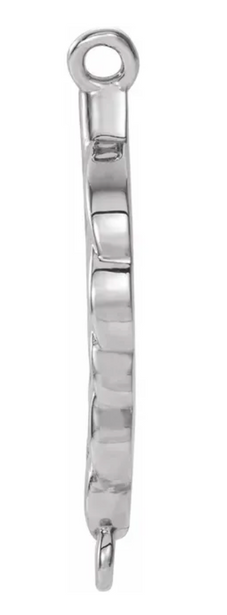 Gold Leaf Bar 1 x 2 Loop Connector Link - 18K White Gold - Small 6.5MM Width (1 Piece) (Earrings, Bracelet, Necklace)