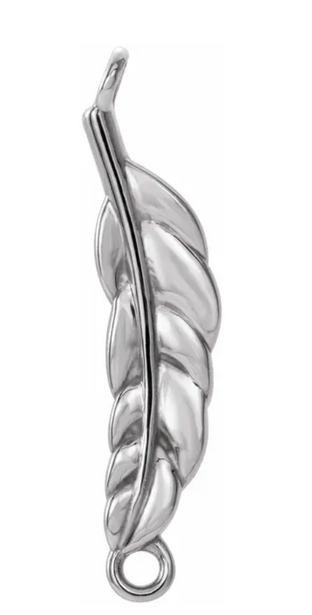 Gold Leaf Bar 1 x 2 Loop Connector Link - 18K White Gold - Small 6.5MM Width (1 Piece) (Earrings, Bracelet, Necklace)