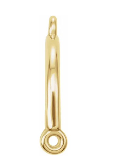 Gold Mobile Bar 1 x 2 Loop Connector Link - 18K Yellow Gold - Small 6.5MM Width (1 Piece) (Earrings, Bracelet, Necklace)