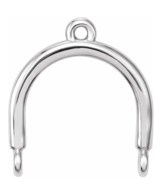 Gold Mobile Bar 1 x 2 Loop Connector Link - 18K White Gold - Small 6.5MM Width (1 Piece) (Earrings, Bracelet, Necklace)