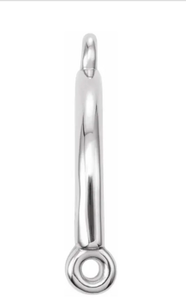 Gold Mobile Bar 1 x 2 Loop Connector Link - 18K White Gold - Small 6.5MM Width (1 Piece) (Earrings, Bracelet, Necklace)