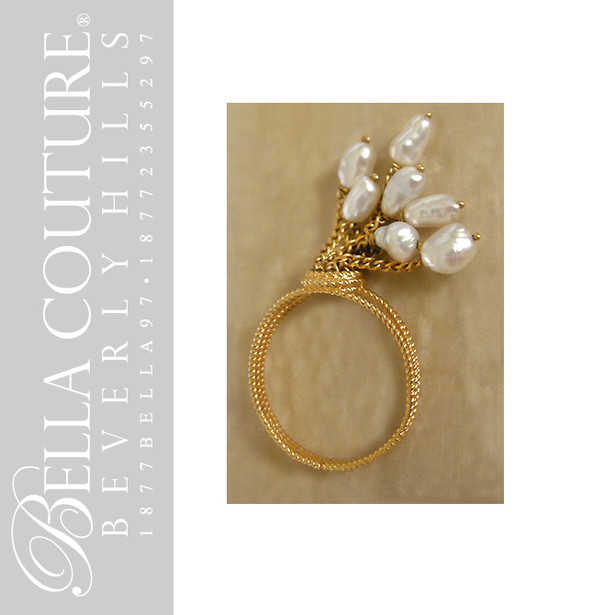 SOLD! - (ANTIQUE) Rare Victorian Edwardian 14K Yellow Gold Moveable Dainty Rope Chain Dangle Drop Natural Cultured Gorgeous Baroque Petite Pearl Pendant Filigree Ring