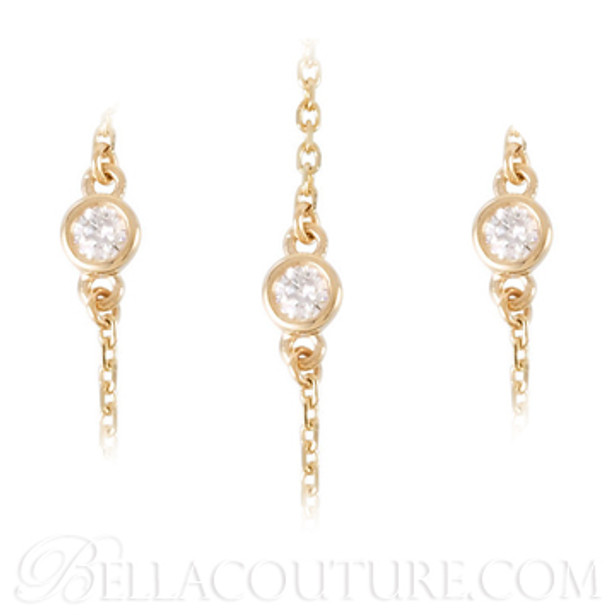 (NEW) BELLA COUTURE La FIORA FINE 1/4 CT DIAMOND 14K YELLOW GOLD CHAIN BEZEL-SET NECKLACE 18"