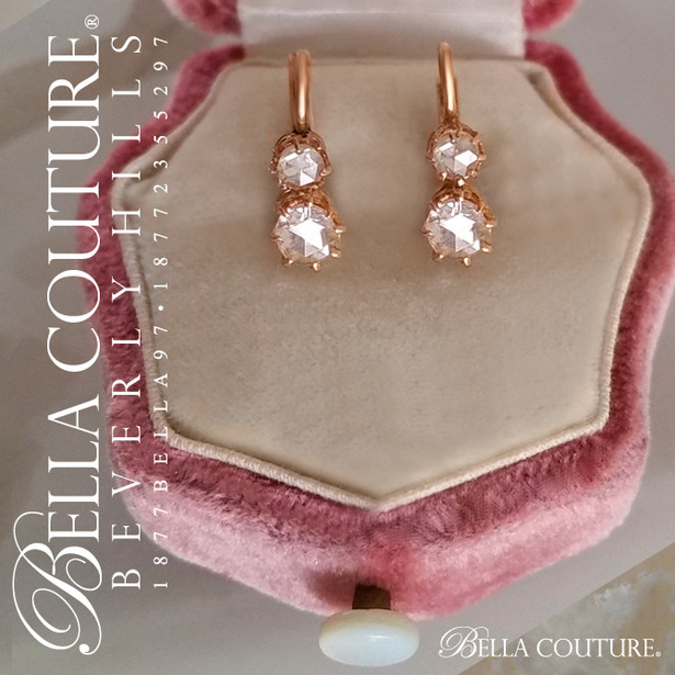 SOLD! (ANTIQUE) Rare Gorgeous Victorian Rose Cut Diamond 18KT/18K Yellow Gold Earrings - Fine Jewelry (One of a Kind)
