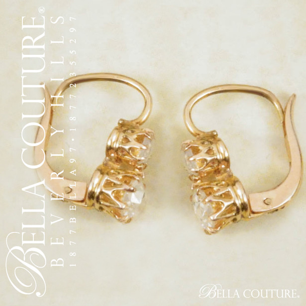 SOLD! (ANTIQUE) Rare Gorgeous Victorian Rose Cut Diamond 18KT/18K Yellow Gold Earrings - Fine Jewelry (One of a Kind)