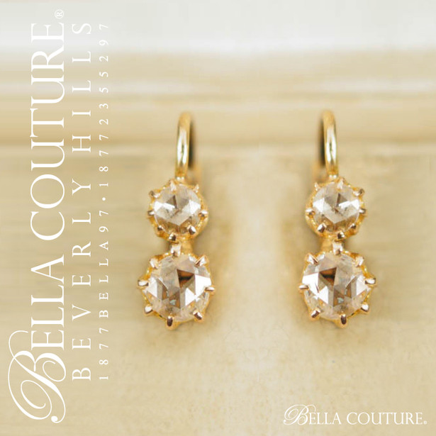 SOLD! (ANTIQUE) Rare Gorgeous Victorian Rose Cut Diamond 18KT/18K Yellow Gold Earrings - Fine Jewelry (One of a Kind)