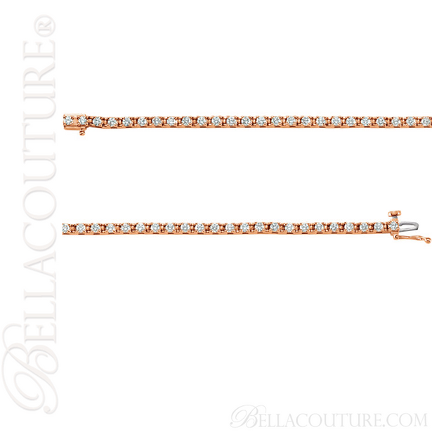 (NEW) BELLA COUTURE BELLAIGE Gorgeous 2 CTW Diamond 14k Rose Gold Tennis Bracelet