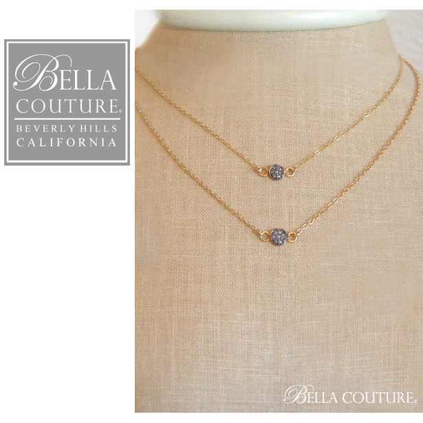 (NEW) BELLA COUTURE LUCKY SEVEN Limited Edition Designer Etruscan 14K Yellow Gold Pave' Diamond Chain Necklace (Adjustable) (From 18", 17" to 16" Inches in Length)