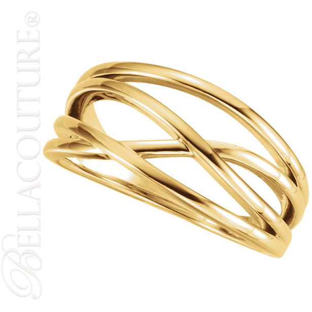 (NEW) BELLA COUTURE VIOLA Fine Elegant Organic Woven 14K Yellow Gold Ring