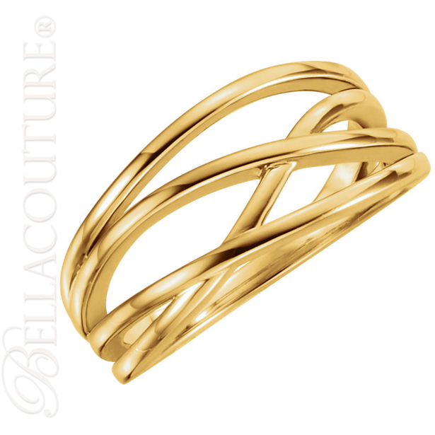 (NEW) BELLA COUTURE VIOLA Fine Elegant Organic Woven 14K Yellow Gold Ring