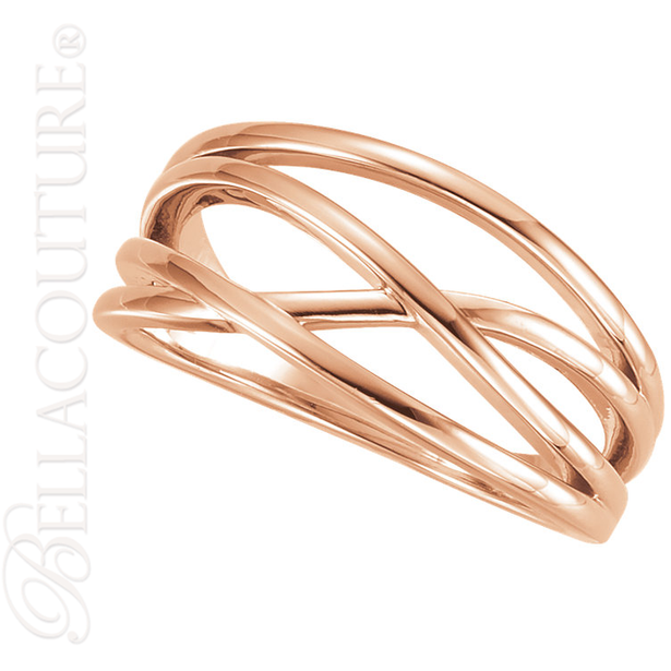 (NEW) BELLA COUTURE VIOLA Fine Elegant Organic Woven 14K Rose Gold Ring
