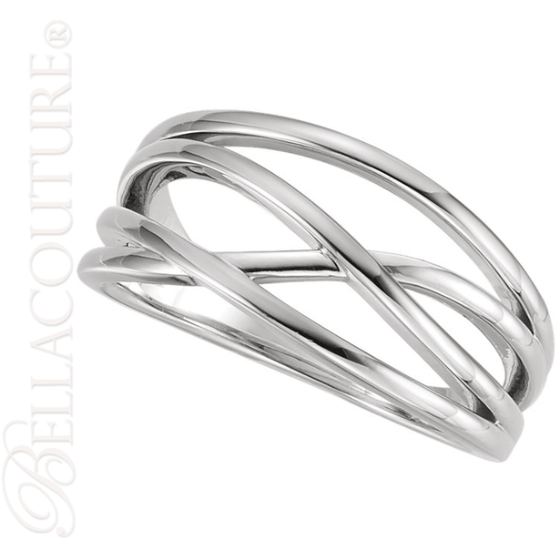 (NEW) BELLA COUTURE VIOLA Fine Elegant Organic Woven 14K White Gold Ring