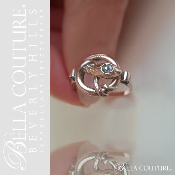 SOLD! - (ANTIQUE) Rare Georgian Victorian Gorgeous Rose Cut Diamond Snake Solid 14K Rose Gold Ring Band - c. 1714 - 1800 - Fine Jewelry - (One of a Kind)