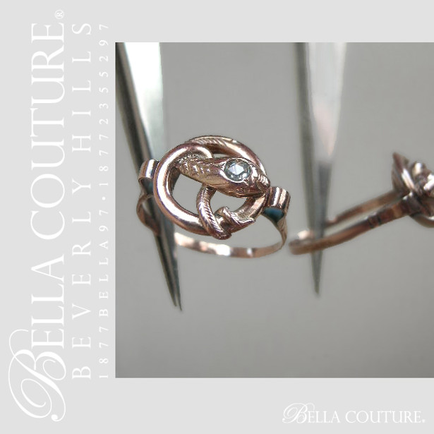 SOLD! - (ANTIQUE) Rare Georgian Victorian Gorgeous Rose Cut Diamond Snake Solid 14K Rose Gold Ring Band - c. 1714 - 1800 - Fine Jewelry - (One of a Kind)