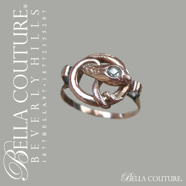 SOLD! - (ANTIQUE) Rare Georgian Victorian Gorgeous Rose Cut Diamond Snake Solid 14K Rose Gold Ring Band - c. 1714 - 1800 - Fine Jewelry - (One of a Kind)