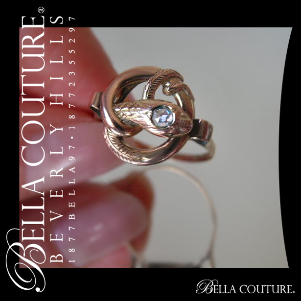 SOLD! - (ANTIQUE) Rare Georgian Victorian Gorgeous Rose Cut Diamond Snake Solid 14K Rose Gold Ring Band - c. 1714 - 1800 - Fine Jewelry - (One of a Kind)