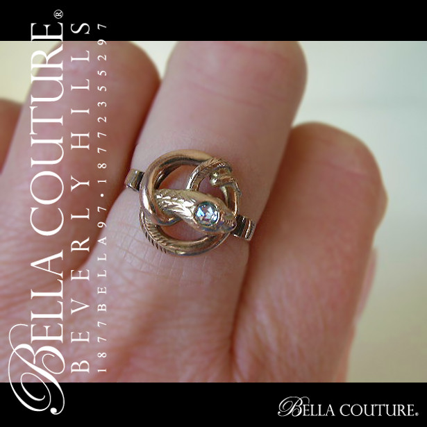 SOLD! - (ANTIQUE) Rare Georgian Victorian Gorgeous Rose Cut Diamond Snake Solid 14K Rose Gold Ring Band - c. 1714 - 1800 - Fine Jewelry - (One of a Kind)
