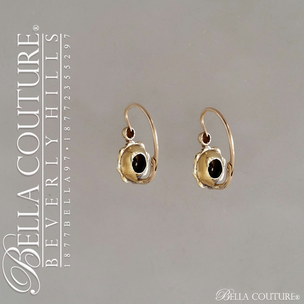 SOLD! - (ANTIQUE) Rare Exquisite Victorian French Genuine Sapphire Gemstone 18K 18CT Solid Yellow Gold Earrings c. 1837