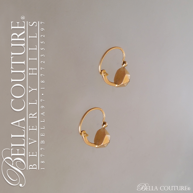 SOLD! - (ANTIQUE) Gorgeous Victorian Rare 18K Rose Gold Drop Lever Back Earrings c. 1838