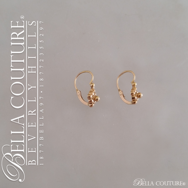 SOLD! - (ANTIQUE) Gorgeous Victorian Rare Dainty & Petite 18K Rose Gold Floral Flower Beaded Diamond Cluster Earrings c. 1838