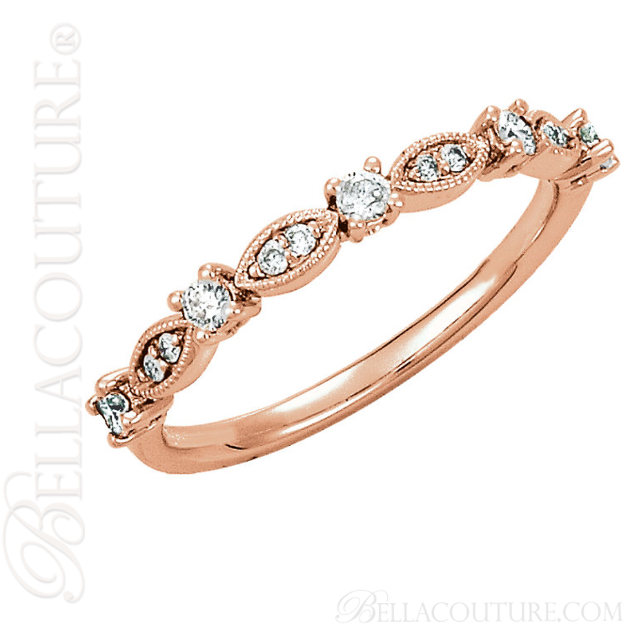 (NEW) BELLA COUTURE SOSA Fine Gorgeous Diamond 14K Rose Gold Stackable Ring (1/5 CT. TW.)