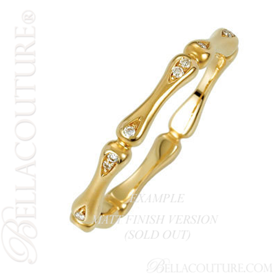 (NEW) BELLA COUTURE BAMBOO Fine Gorgeous Diamond 14K Yellow Gold Stackable Eternity Ring Band