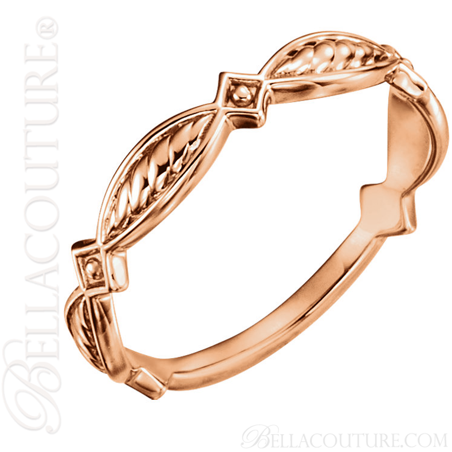 (NEW) BELLA COUTURE ETRUSCAN Fine Gorgeous Rose Gold Beaded Diamond Ring