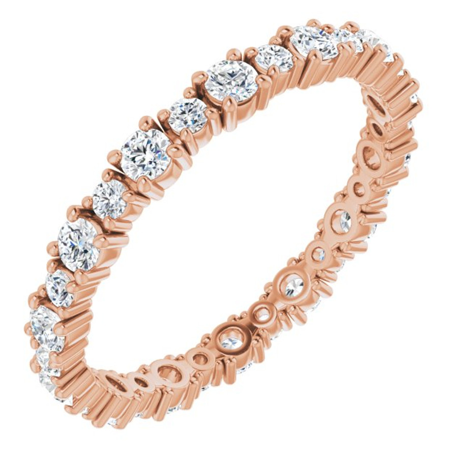 (NEW) BELLA COUTURE® PALACADE Fine Diamond 14K Rose Gold Eternity Ring Band (1 CT. TW.)