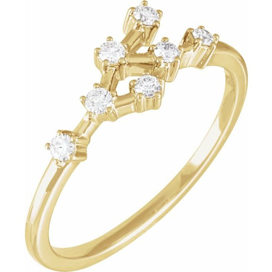 (NEW) BELLA COUTURE COSMIC DIAMONDS Cancer Constellation Diamond 14K Yellow Gold Stackable Ring Band (1/5 CT. TW.)