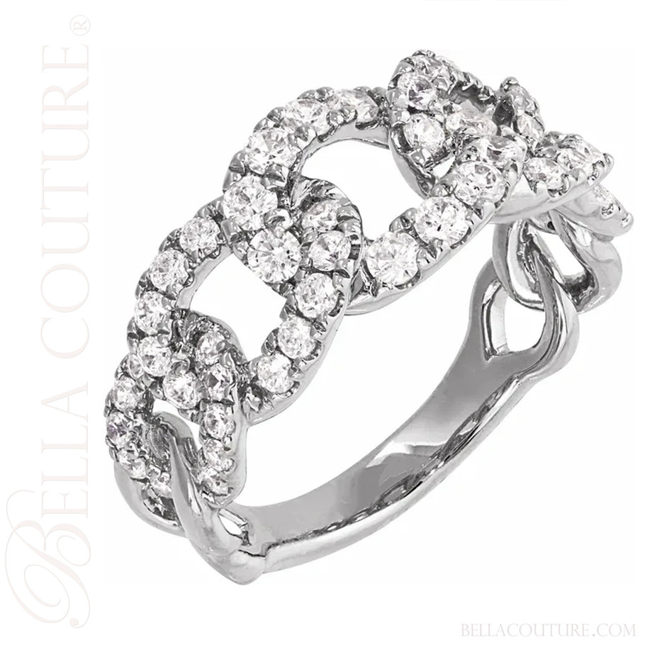 (NEW) BELLA COUTURE® JANE BORDEAUX® AUDRY 1 CTW Diamond Open Chain Woven 14K White Gold Ring Band (1 CT. TW.)
