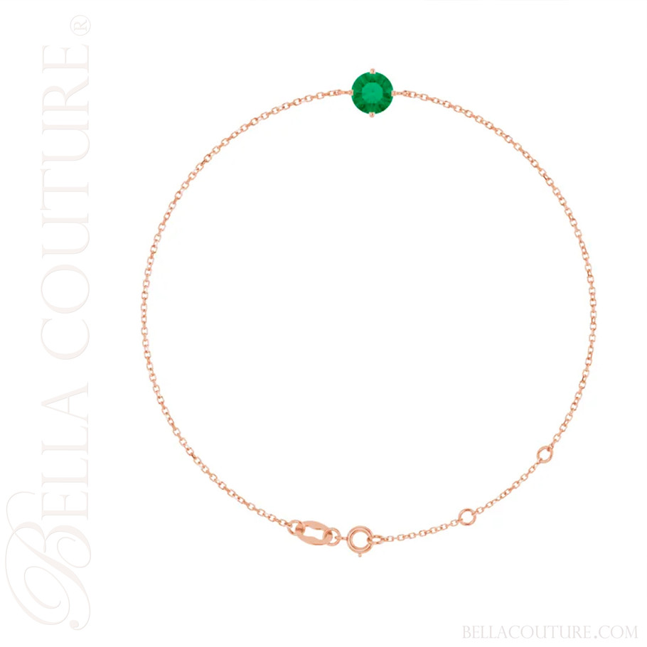 (NEW) BELLA COUTURE® VERDANT 6MM Emerald 14K Rose Gold Link Chain Bracelet (6.5, 7, 7.5" inch)