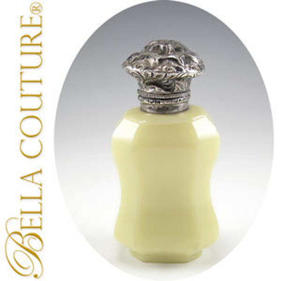 SOLD! - (ANTIQUE) Opaline Sterling Silver Perfume Bottle