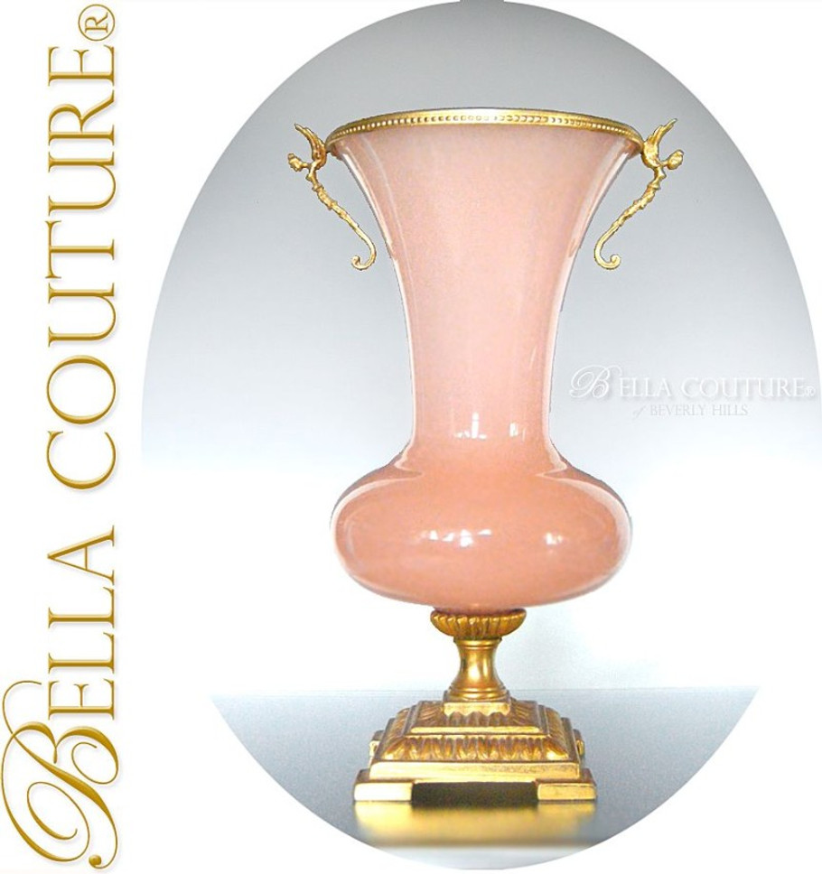 SOLD! - (ANTIQUE) Palais Royal Empire French Pink Opaline Ormolu Glass Vase