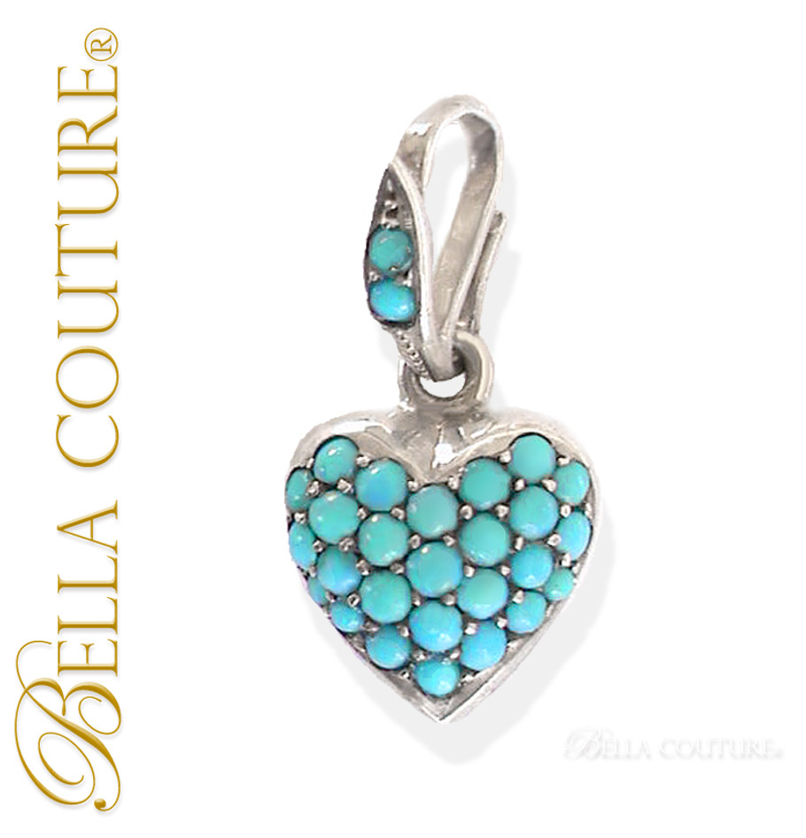 SOLD! - (ANTIQUE) Georgian Sterling Silver Gilt Pave Turquoise Heart c.1790 - 1840! Charm Pendant