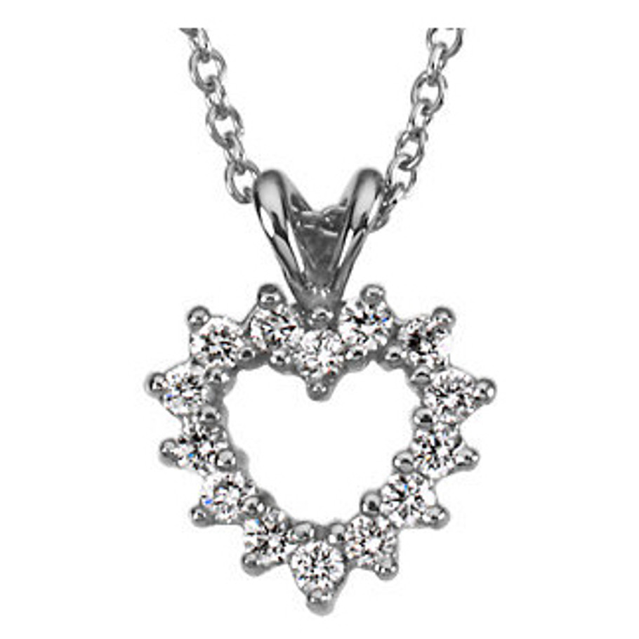 (NEW) Bella Couture Elegant .25CT Diamond Heart Pendant Platinum Necklace with Chain 18"