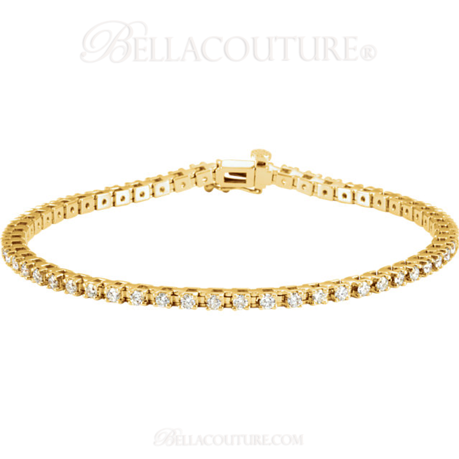 (NEW) BELLA COUTURE BELLAIGE Gorgeous 2 CTW Diamond 14k Yellow Gold Tennis Bracelet