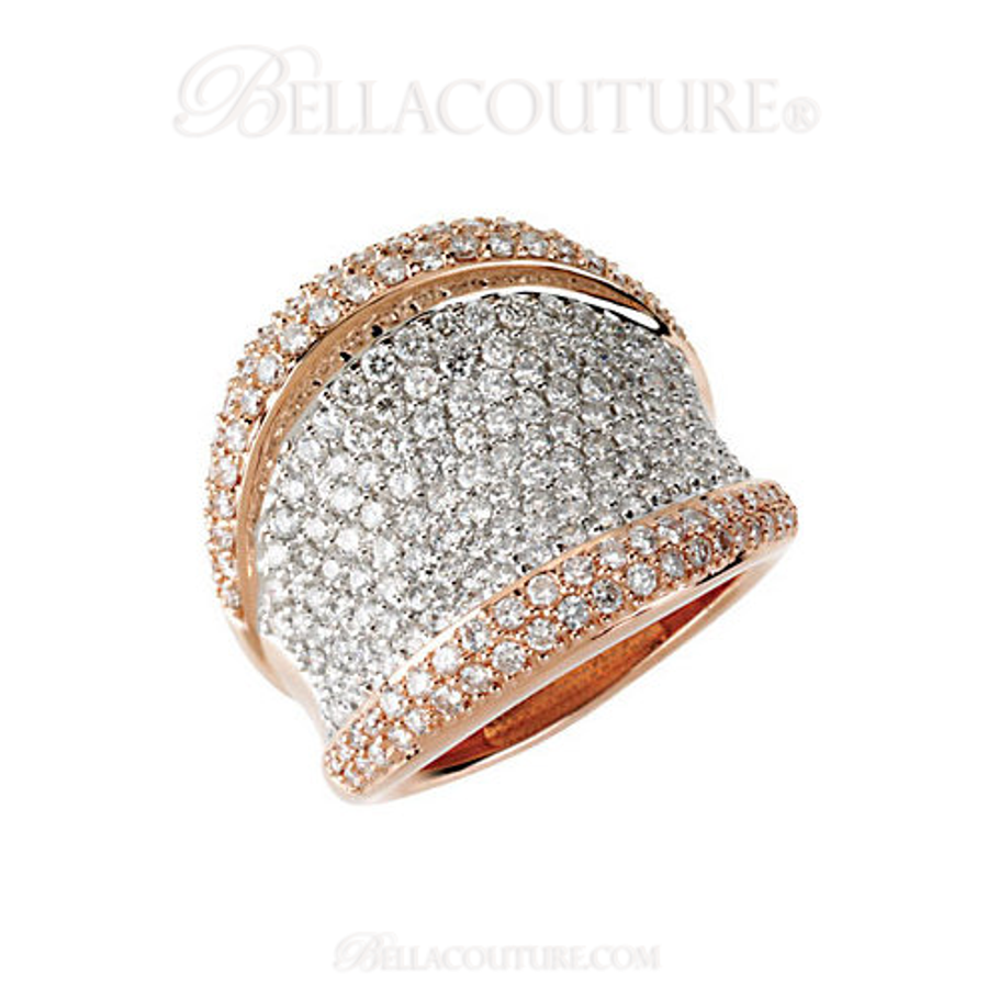 (NEW) BELLA COUTURE BELLA VITA Gorgeous 2.75 CT Pave' Diamond 14k Rose Gold Ring