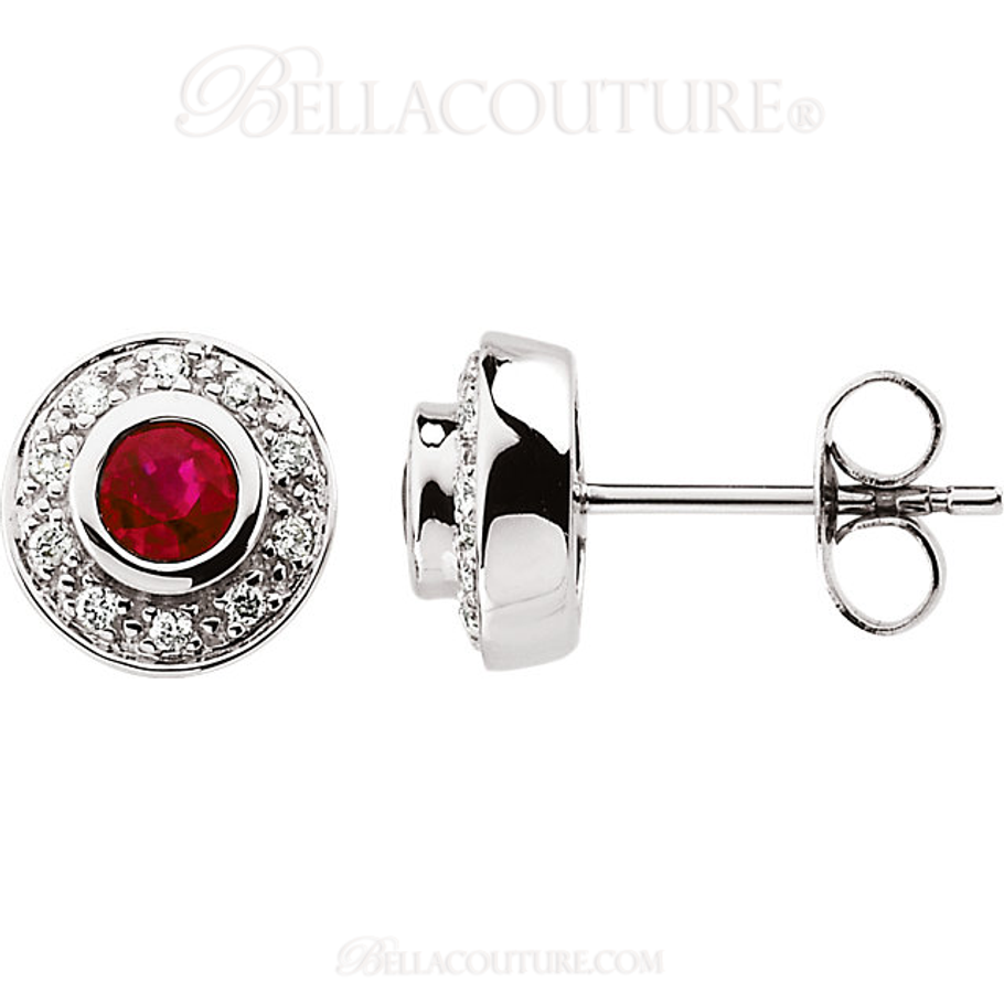 (NEW) BELLA COUTURE BESSA Fine 1/10 CT TW Diamond & Ruby Earrings