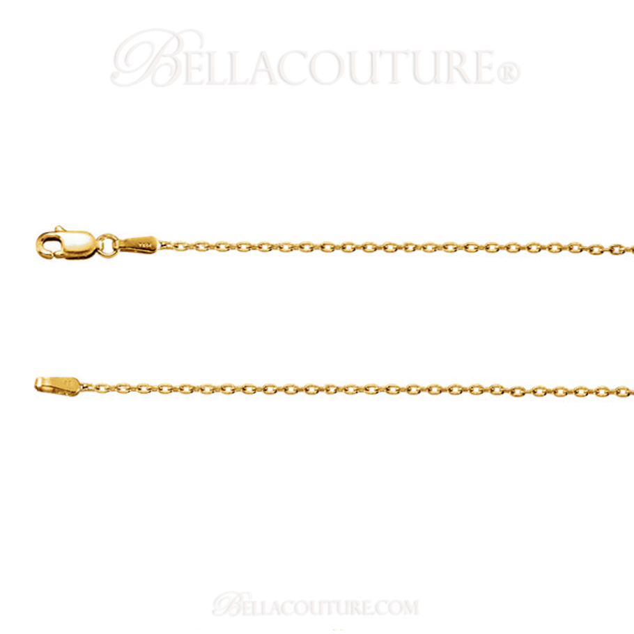 (NEW) BELLA COUTURE Fine (18") 14K Solid Yellow Gold Cable Chain