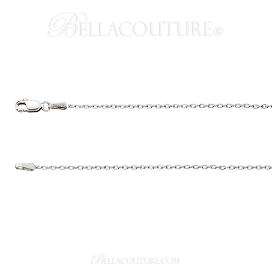 (NEW) BELLA COUTURE Fine (20") 14K Solid White Gold Cable Chain