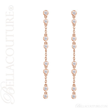 bella couture dangle 14k chandelier earrings drop diamond rose gold