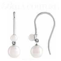 (NEW) BELLA COUTURE® PETRA FRESHWATER PEARL 14K WHITE GOLD DANGLE DROP FRENCH HOOK EARRINGS