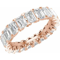 (NEW) ANISTON 5 1/2 CTW Diamond Emerald Cut Eternity 14K Rose Gold Ring Band