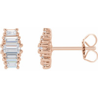 ZARAA 14K Rose Gold 1/2 CT Diamond Stud Earrings By BELLA COUTURE ® - BAGUETTE COLLECTION