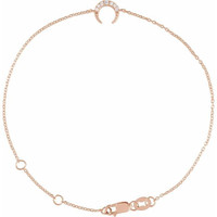 (NEW) BELLA COUTURE® ELEGANTE 14K Rose Gold 7 Diamond Crescent Moon Link Chain Bracelet (6.5, 7, 7.5" inch)