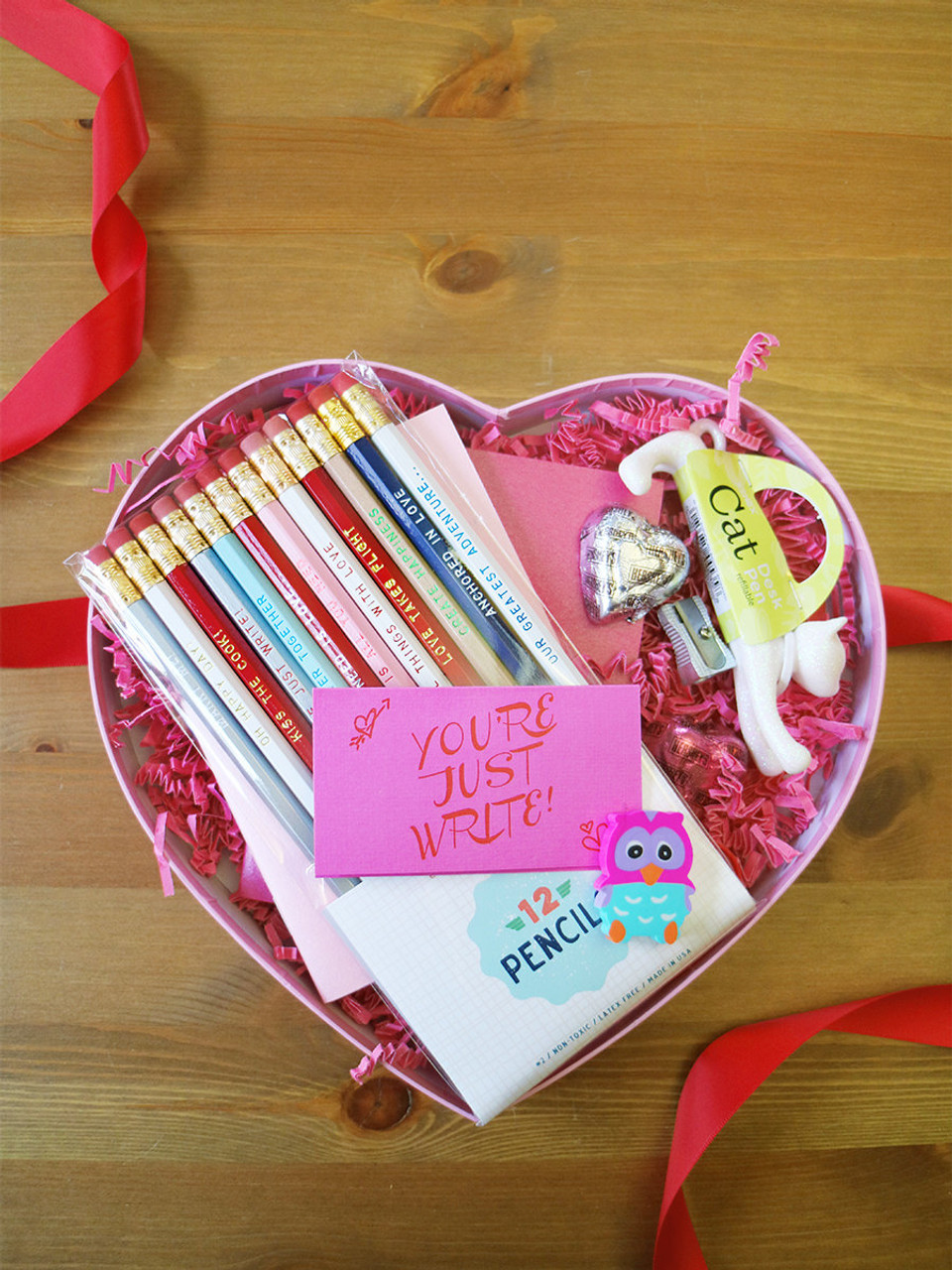 Valentine Heart Shaped Box Stationery Gift Set with Chocolate by Earmark  Social Goods